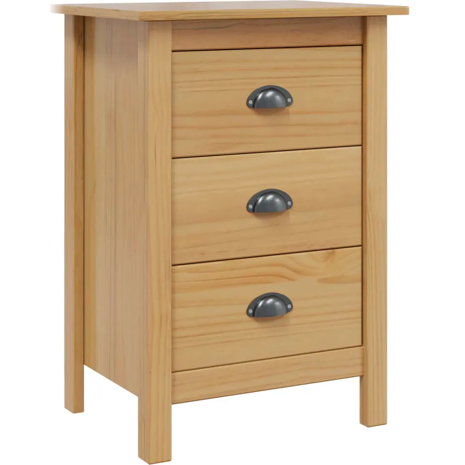 vidaXL Nachtkastje HILL Honingbruin 46 x 35 x 65 cm Massief grenenhout bruin, foto 3