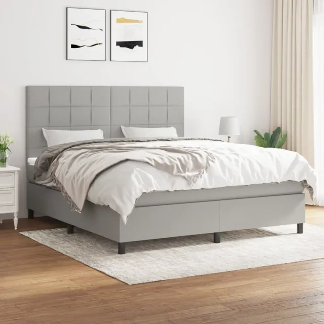 vidaXL Boxspring met matras stof lichtgrijs 180x200 cm grijs