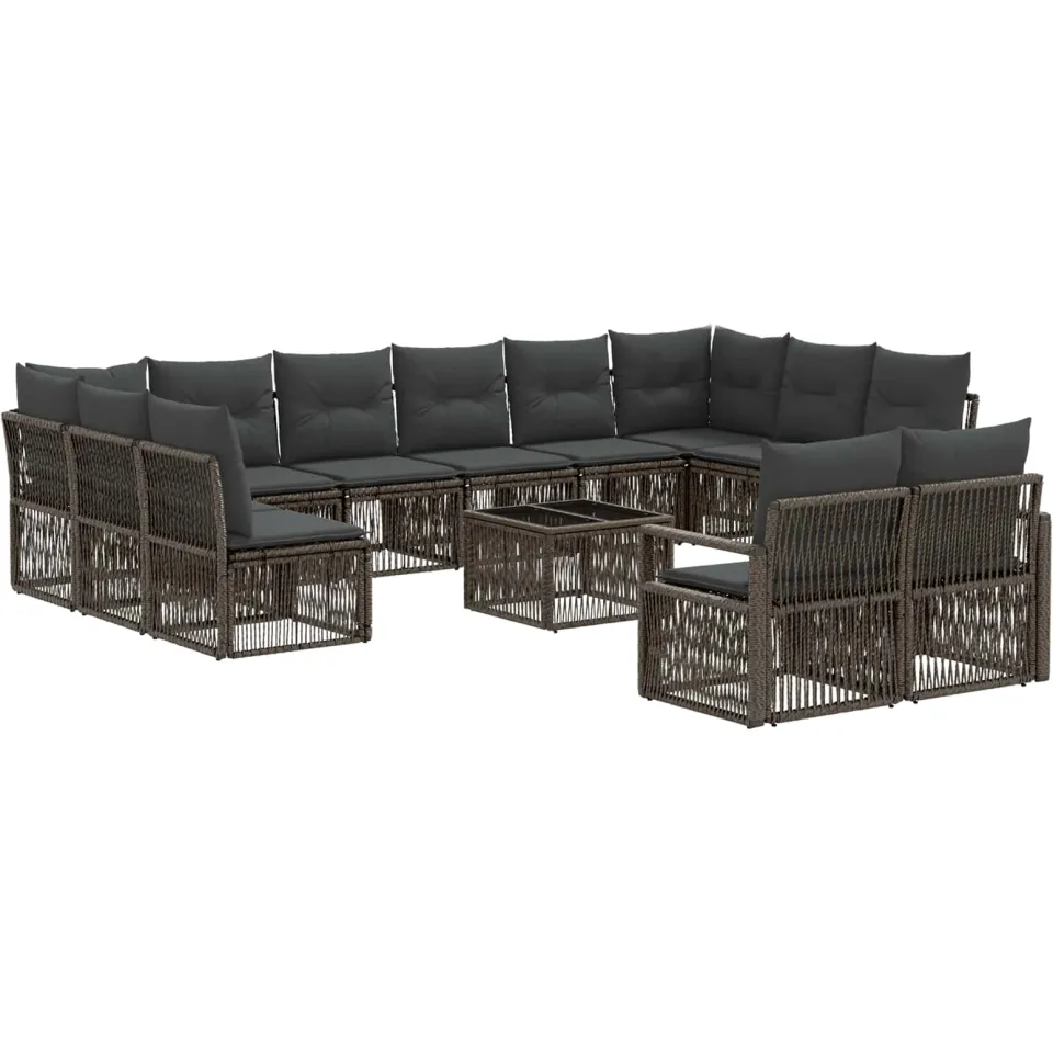 vidaXL Tuinbankenset 13 st Grijs poly rattan, foto 3