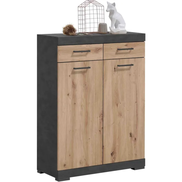 Opbergkast Hermes Artisan Eiken 80x35x110 cm Bruin | Grijs