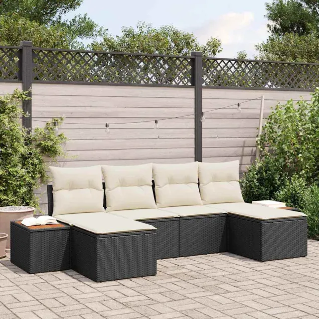 vidaXL Tuin Sofa Set 6 st Zwart poly rattan, foto 2