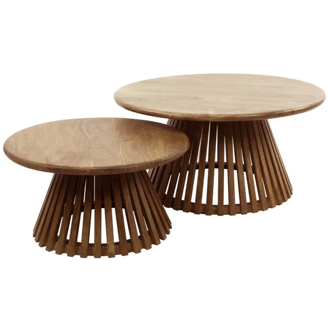 Giga Living Giga Meubel Salontafel Tweak Conisch - Hout - Set van 2 - 80x80x40cm Zand