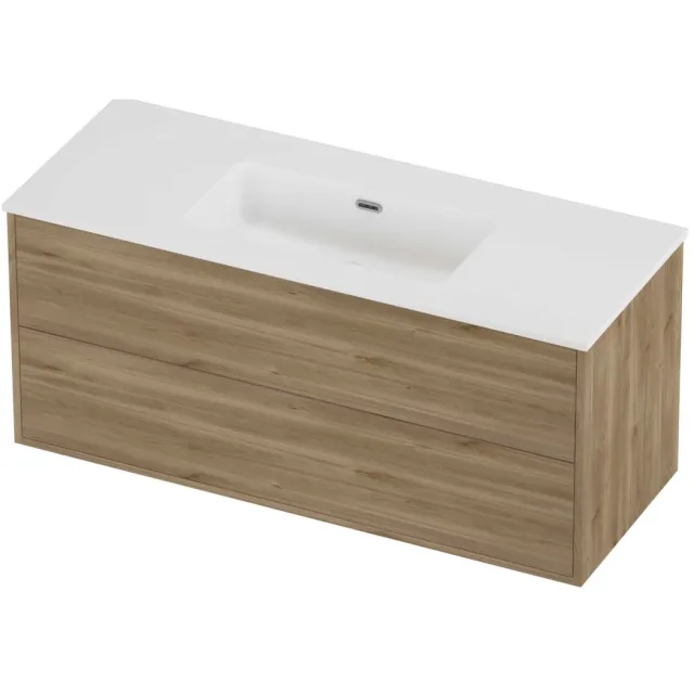 Proline Tribute Badmeubelset Porselein Elegant 2 Laden 120x46x54 cm Mat White Cider Oak Eiken
