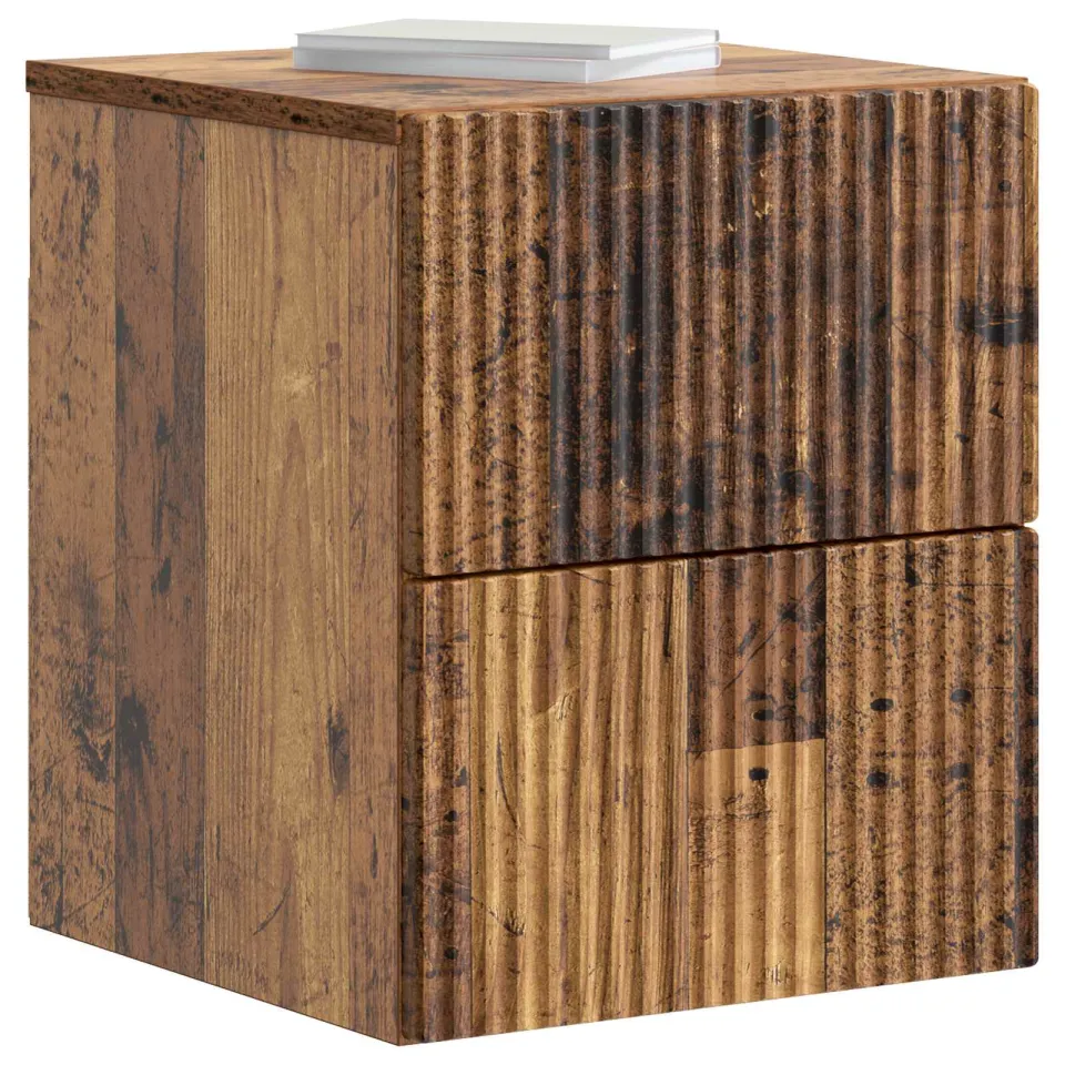vidaXL Wandbeugel Bedkast 2 st Oud hout 33 x 34,5 x 40 cm Bewerkt hout Bruin