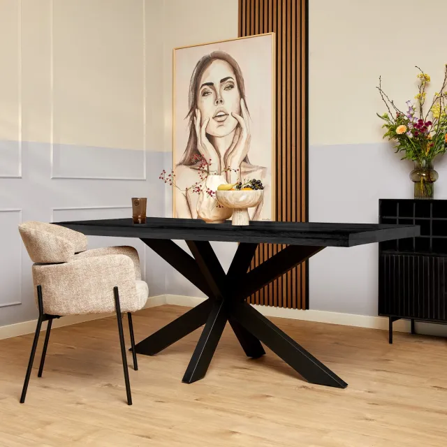 Starfurn Eettafel Denver - Zwart - 90x180x76 cm