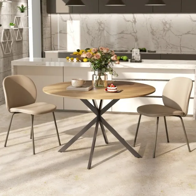 MIVRAY Eettafel - Ronde Tafel Voor 4 Personen In Industriële Stijl - Voor Eetkamer Keuken En Thuiswerkplek - Houtlook Eiken 120 Cm