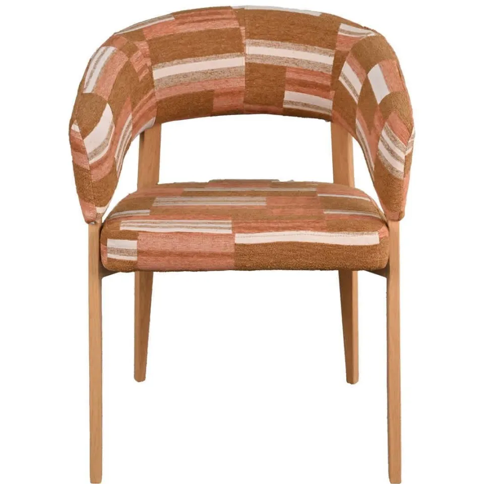 Giga Meubel Eetkamerstoel Malmö - Terracotta/Naturel Stof, foto 4