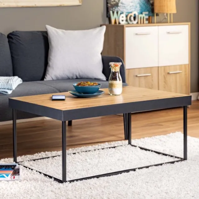 Interlink SAS Salontafel Passione | 90 x 55 x 40 | Metalen Frame- Interlink - Rechthoekige salontafels - Bruin - Metaal; Spaanplaat - Rechthoekige salontafels