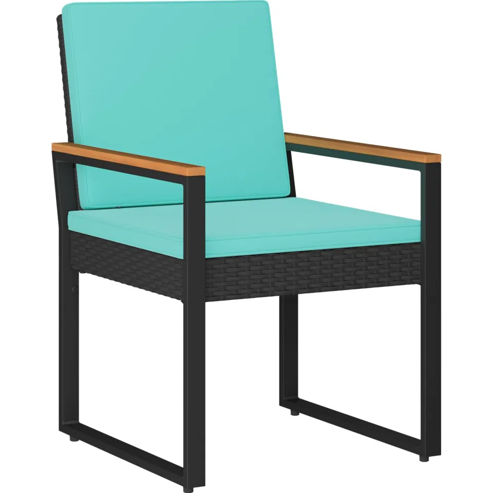 vidaXL Buitenmeubelset 3 st Zwart en Turquoise poly rattan, foto 4