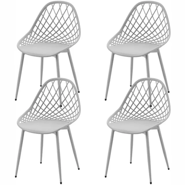 EGGREE Set van 4 keukenstoelen - eettafelstoelen - woonkamerstoelen - keukenstoelen - PP-kunststof stoelkuip - metalen stoelpoten met verstelbare poten - eetkamerstoel 120 kg draagvermogen - grijs