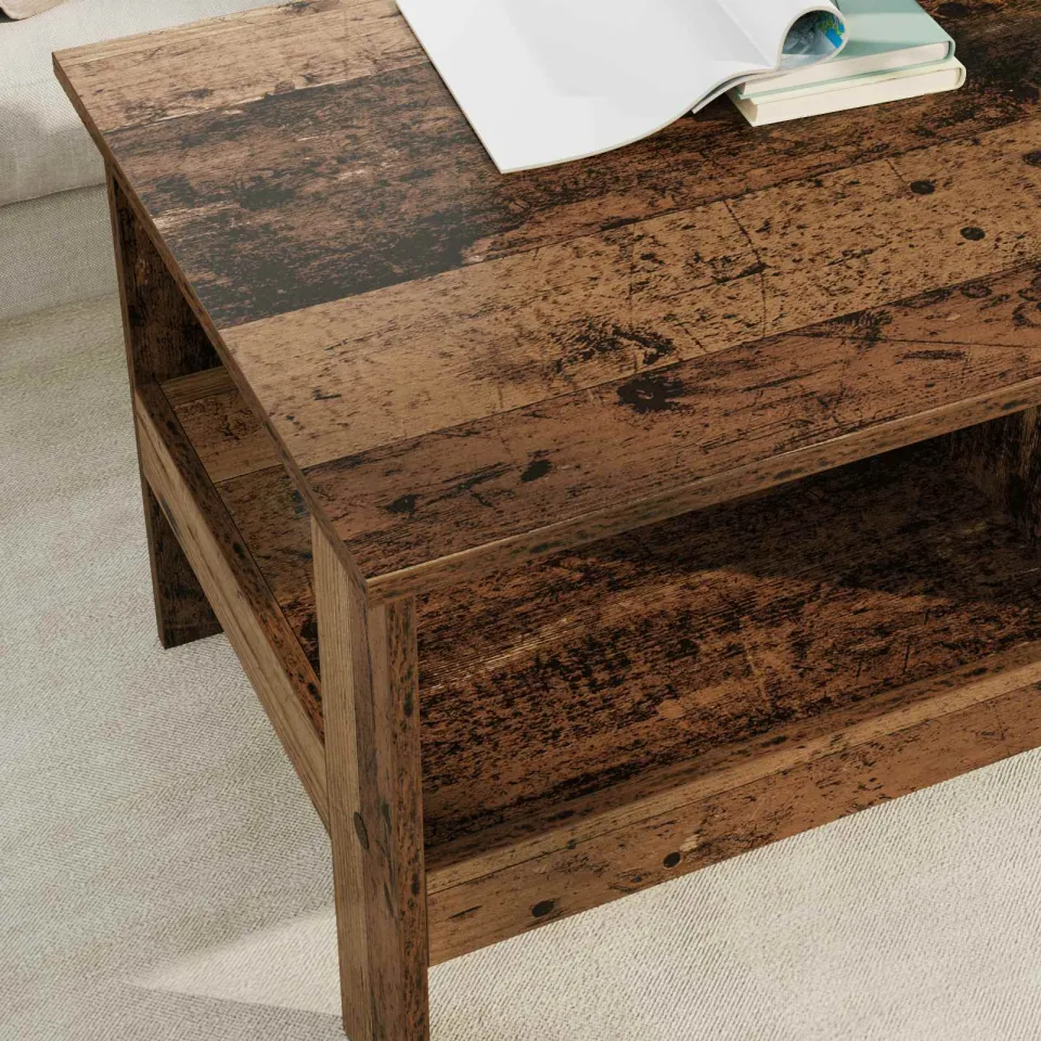 vidaXL Salontafel Oudhout 90 x 50 x 45 cm Bewerkt hout bruin, foto 4