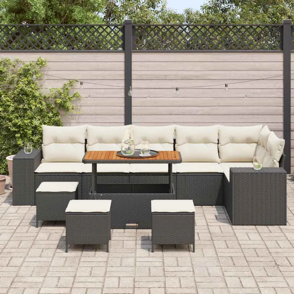 vidaXL Tuin Sofa Set 10 st Zwart poly rattan, foto 2