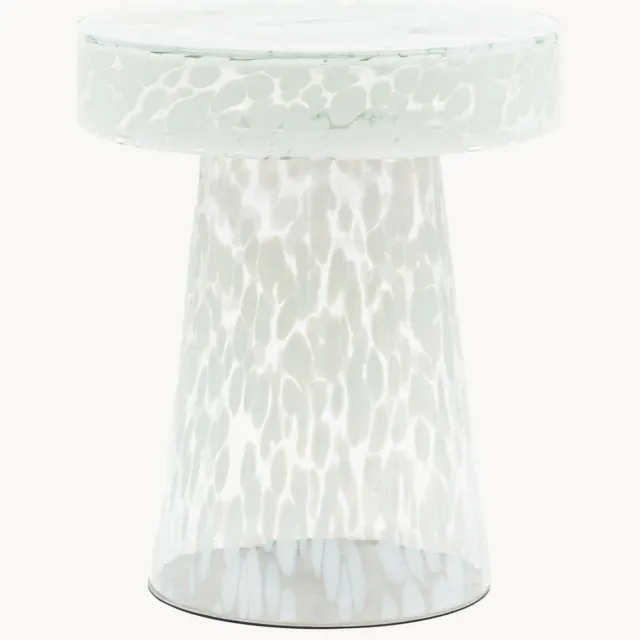 Gallery Direct Ronde mondgeblazen bijzettafel Murano Wit, Transparant