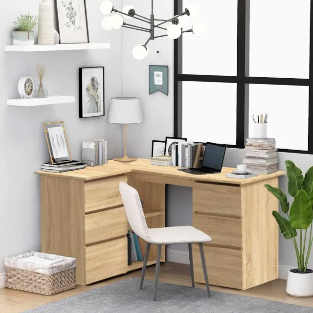 vidaXL Hoekbureau 145x100x76 cm bewerkt hout sonoma eikenkleurig Bruin