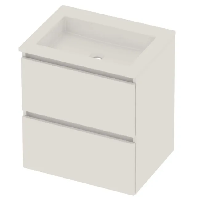 Basic-Line Aura 46 Badmeubelset Acryl Zonder Kraangat Greeploos 60x46x62 cm Ice White Glans Wit