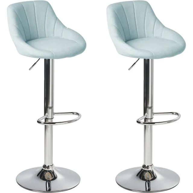 Beliani LUCCA - Barkruk set van 2 - Lichtblauw - Polyester