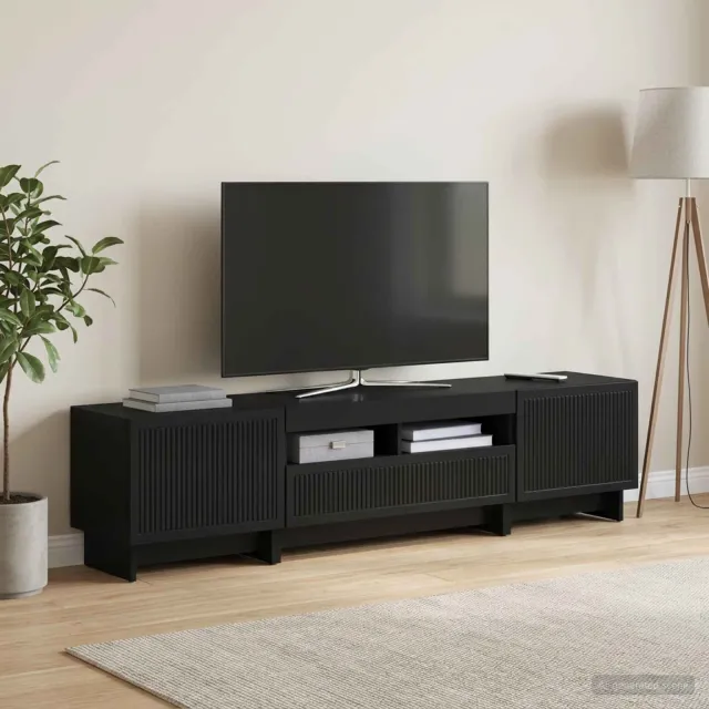 vidaXL 5-delige LED TV-kast Zwart Bewerkt hout, foto 2