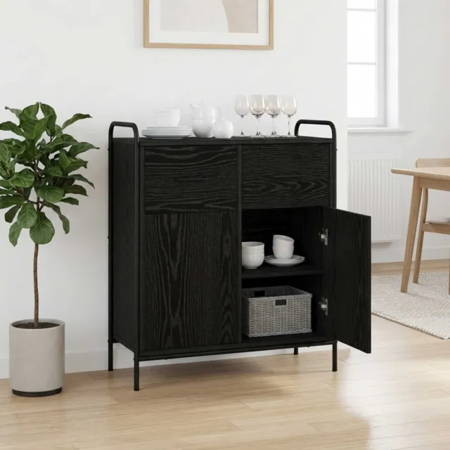 vidaXL Dressoir Zwart eiken 97 x 33 x 81 cm Bewerkt hout, foto 2