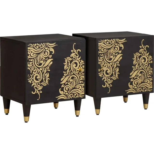 vidaXL Nachtkastje met Deur 2 st Zwart 40 x 33 x 46 cm Bruin