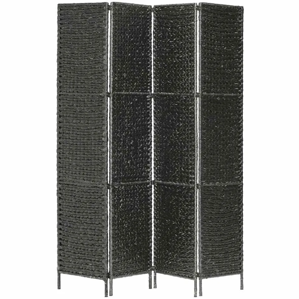 vidaXL Kamerscherm met 4 panelen 154x160 cm waterhyacint zwart, foto 3