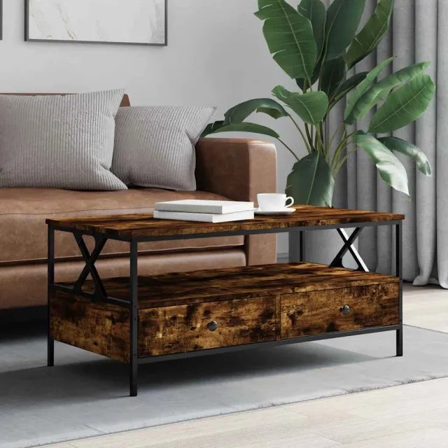 vidaXL Salontafel 100x51x45 cm bewerkt hout gerookt eikenkleurig, foto 2