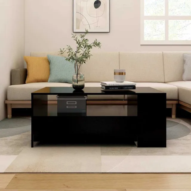 vidaXL Salontafel 102x50x45 cm bewerkt hout zwart, foto 2