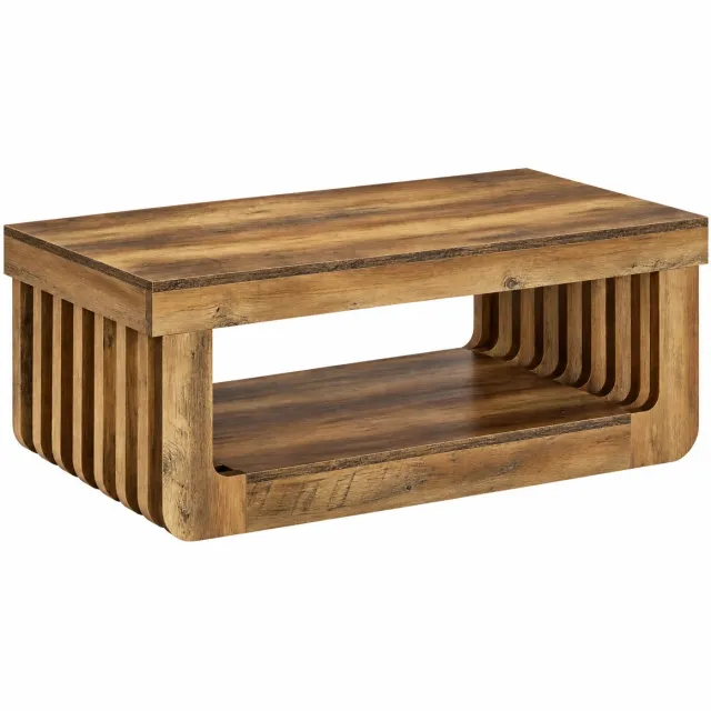 VILIMA Salontafel - Open salontafel - Salontafel hout - Robuust design - Praktisch - Ruim tafelblad - 120×60×45 cm - Hout kleur