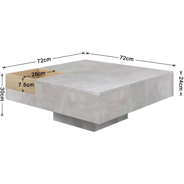 JOYNEXTBUY Salontafel - Koffietafel - Bijzettafel - Moderne Salontafel Bijzettafel - Vierkant - L85 x B81 x H11.50 - Betongrijs