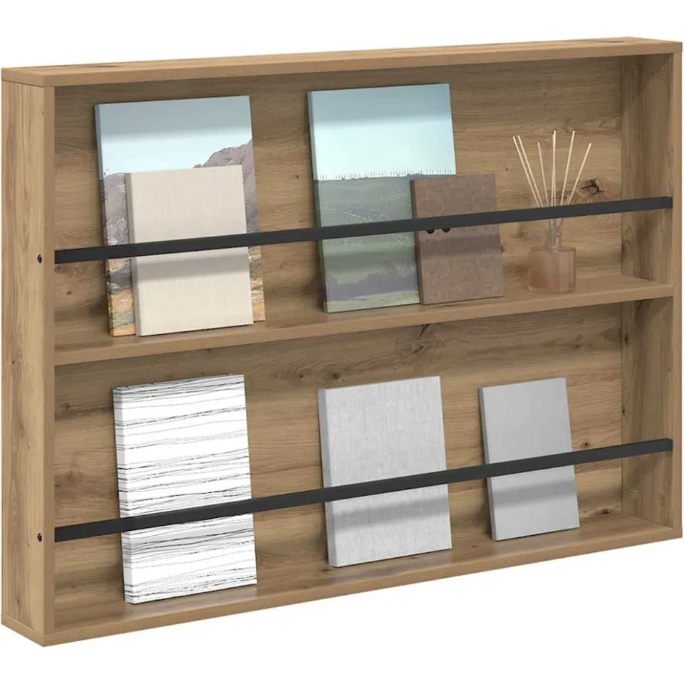 vidaXL Tijdschrift Rek Artisan Eiken 100 x 12 x 70 cm Bewerkt hout Bruin