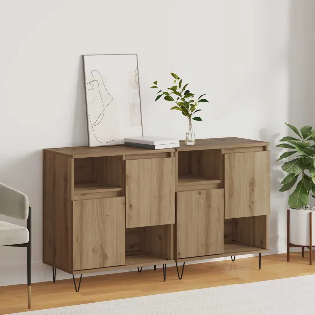 vidaXL Dressoir 2 st Artisan Eiken 60 x 35 x 70 cm, foto 2
