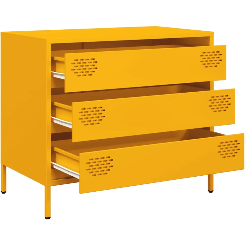 vidaXL Dressoir 68x39x58,5 cm koudgewalst staal mosterdgeel, foto 4