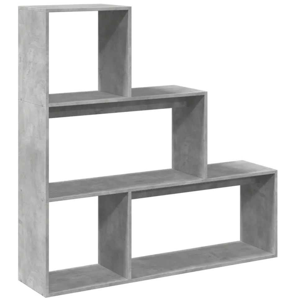 vidaXL Kamerscherm / boekenkast 3-laags 123x29x123 cm hout betongrijs