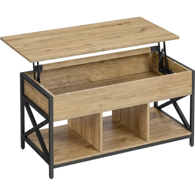 Oskar LCT202B88V1 Salontafel met Verstelbaar Blad - Artisan Eikenlook en Zwart - 100 x 50 cm