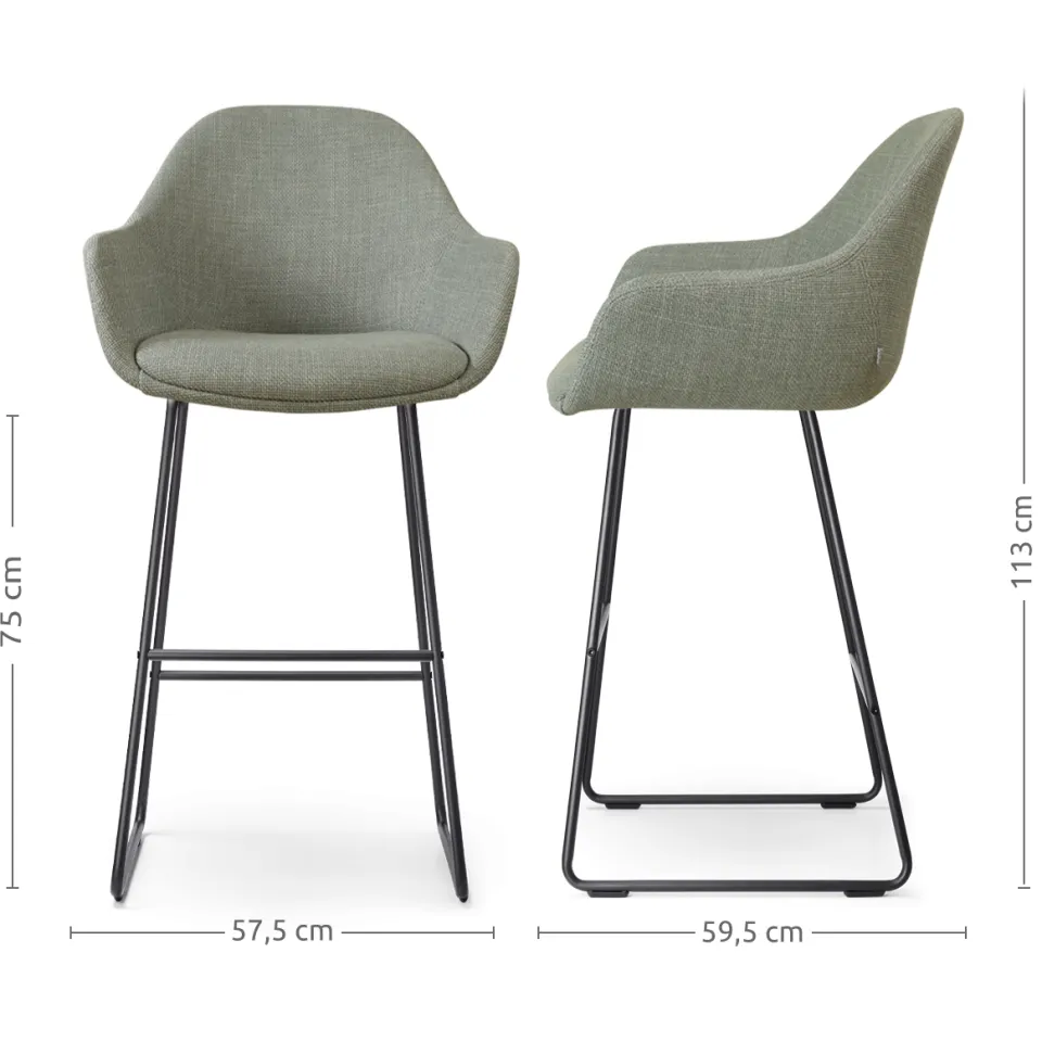 Nolon Nino-Mae barkruk saliegroen - zwart onderstel - 75 cm, foto 3