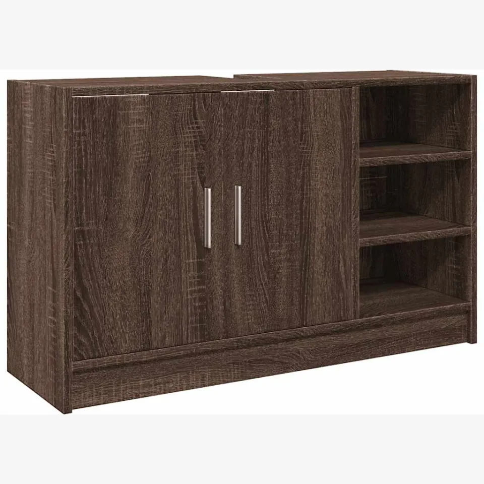 vidaXL Wastafelkast 90x29x55 cm bewerkt hout bruin eikenkleurig, foto 4