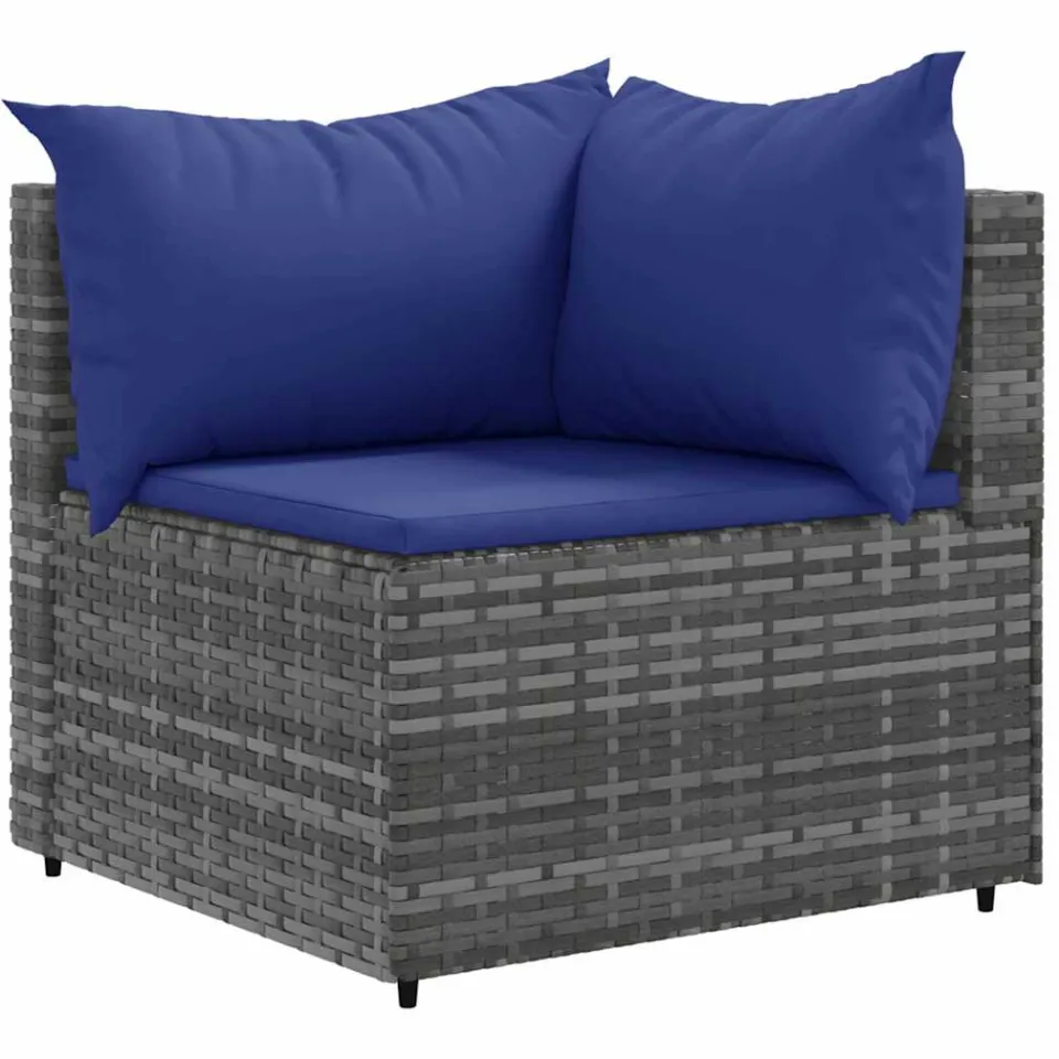 vidaXL 7-delige Loungeset met kussens poly rattan grijs