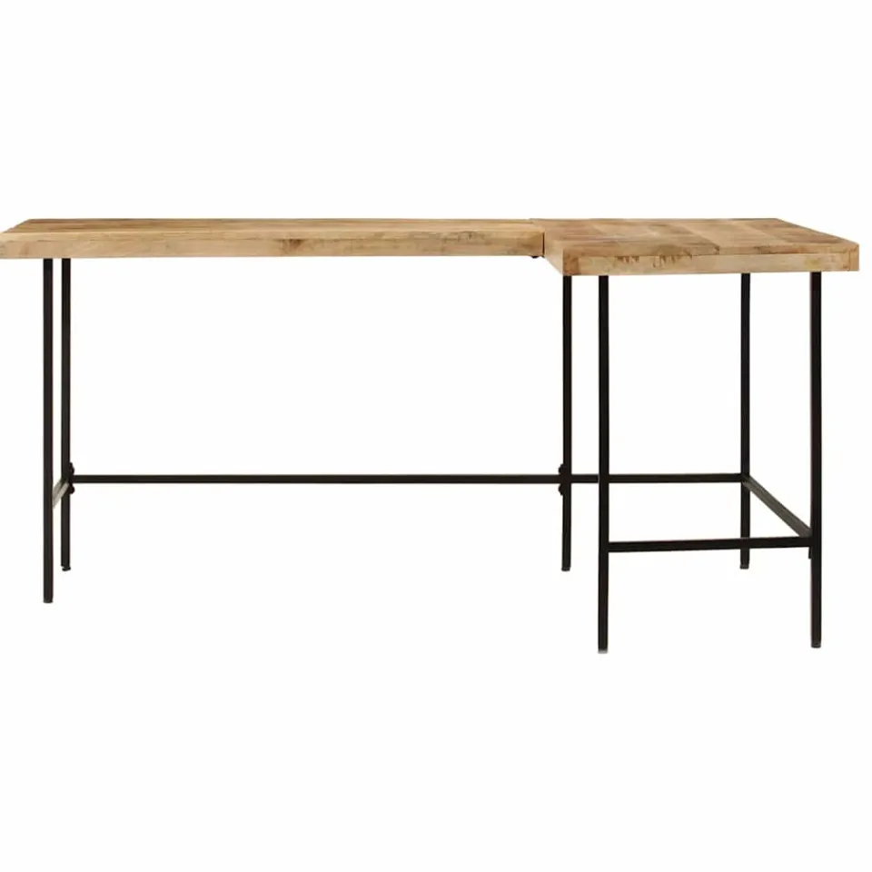 vidaXL Bureau 165x110x77 cm massief mangohout en ijzer bruin, foto 3