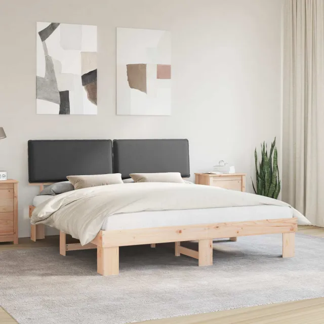 vidaXL Bedframe met Gevoerd Hoofdgedeelte Donkergrijs 200 x 200 cm