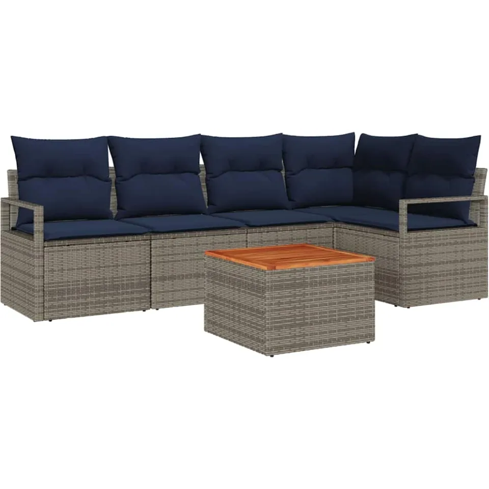 vidaXL Tuinbankenset 6 st Grijs poly rattan