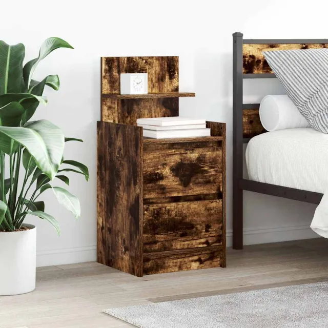 vidaXL Nachtkastje met 2 lades 38x34x80 cm gerookt eikenkleurig, foto 2