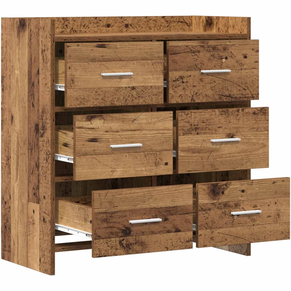 vidaXL Dressoir Oud hout 75 x 33 x 80 cm Bewerkt hout bruin, foto 4