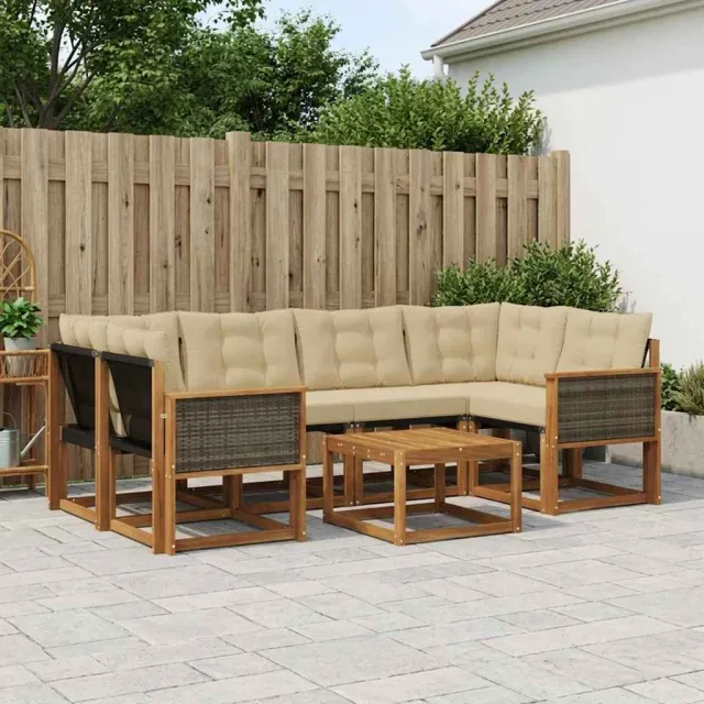 vidaXL Buiten bankenset 7 st 6-zits Natuurlijk en Beige