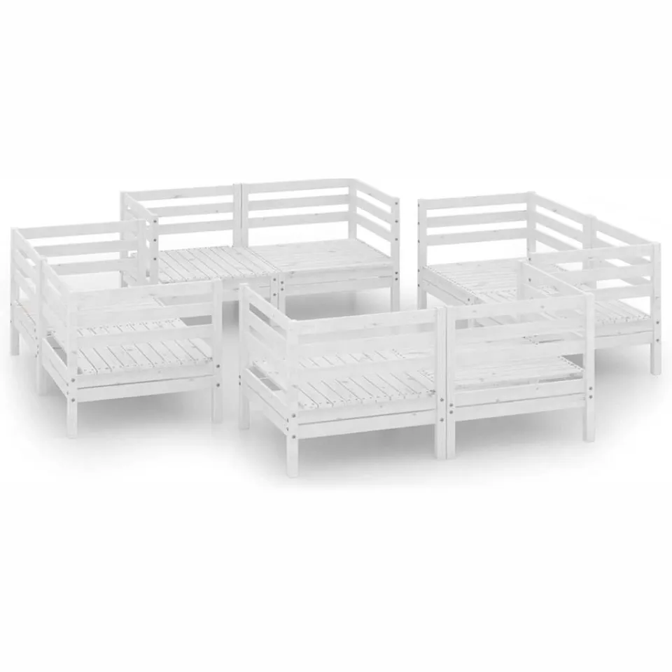 vidaXL 8-delige Loungeset massief grenenhout wit, foto 3