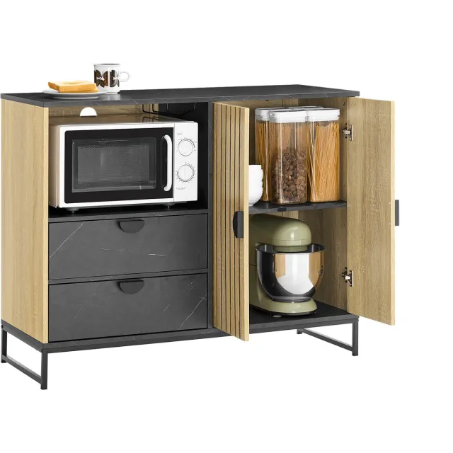 SoBuy FSB103-N Keukenkast - 107 x 40 x 85 cm - Eiken-Zwart