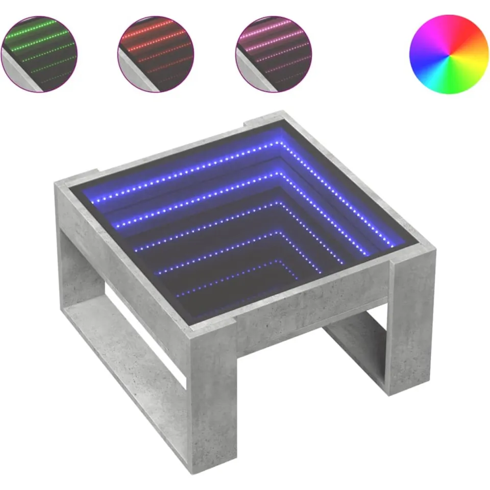 vidaXL Salontafel met Infinity LED 50x53x30 cm betongrijs grijs, foto 3