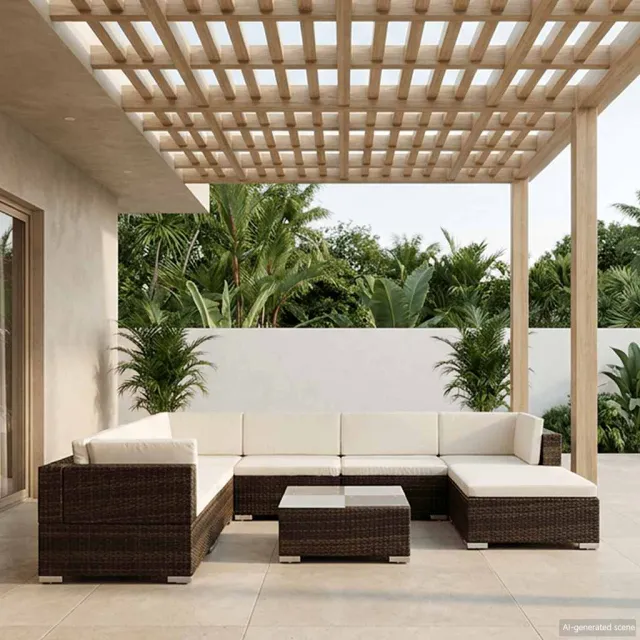 vidaXL 8-delige Loungeset met kussens poly rattan bruin, foto 2