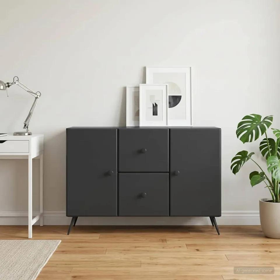 vidaXL Dressoir met lade Zwart 89 x 34,5 x 60 cm Bewerkt hout, foto 3