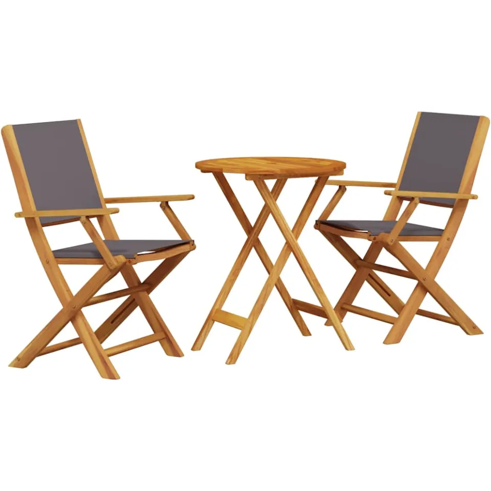 vidaXL 3-delige Bistroset stof en massief hout antracietkleurig, foto 3