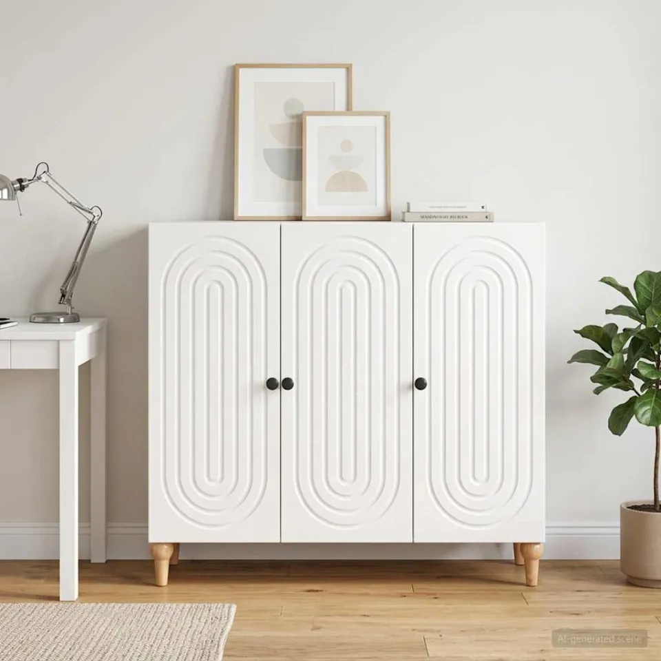 vidaXL Dressoir Hoogglans Wit 89 x 34,5 x 80 cm Bewerkt hout, foto 4
