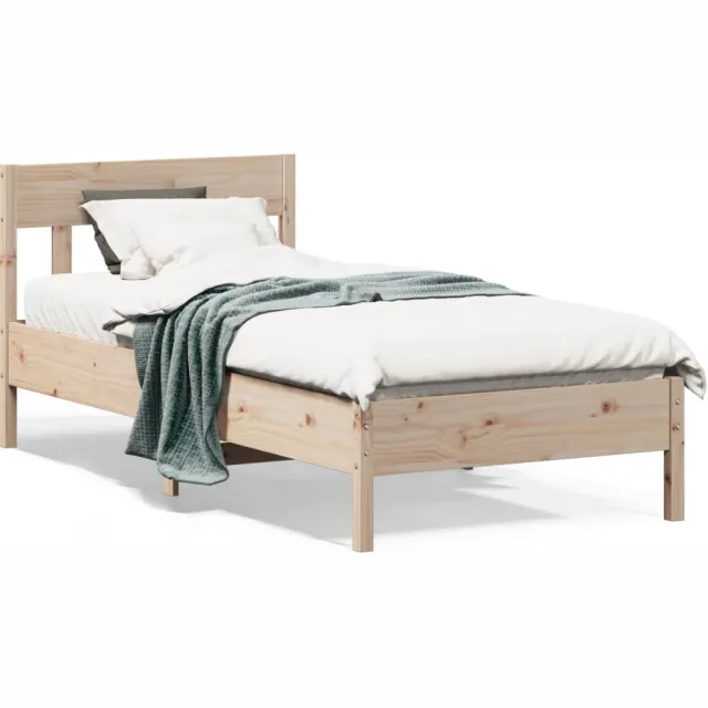 vidaXL Bed Frame Naturel 90 x 190 cm Solid Pine Wood, Plywood